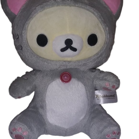 Neko Rilakkuma Grey Cat Stuffed Animal Tiger Korilakkuma Sitting Kitty Plush HTF - Picture 1 of 9